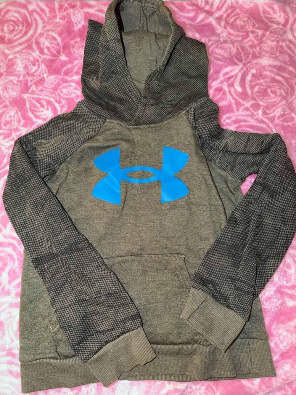 Under Armour Olive Green Hoodie with Blue Logo